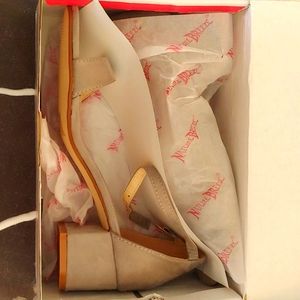 Eldred Dainty Gray Suede Ankle Strap Block Heel